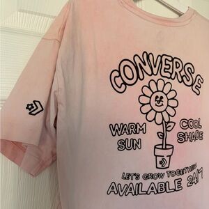 Converse Pink Tee with Black Flower Graphic